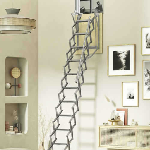 Straight staircase - SIMPLO-WALL - SCRIGNO - metal step / steel frame / home