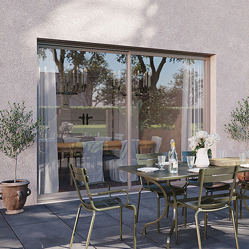 Sliding patio door - Confort+ 6700 - Sepalumic - aluminum / double-glazed / double leaf
