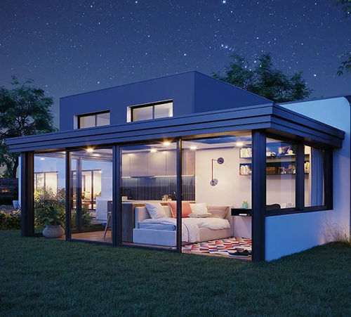 Glass conservatory - Confort²Vie® 7700 - Sepalumic - aluminum / all glass / with sliding door