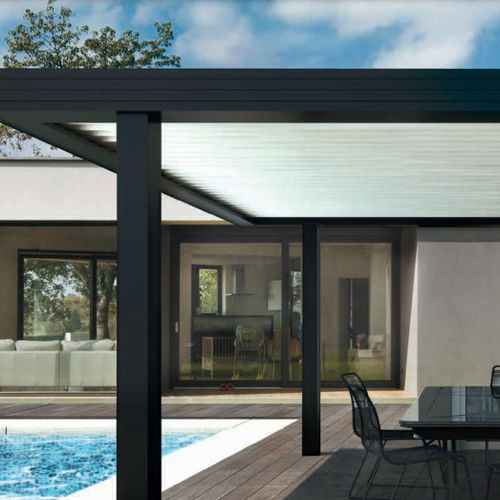 Self-supporting pergola - Sapa Building Systems - aluminum / with mobile slats / bioclimatic