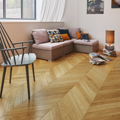 Engineered parquet floor - CLASSIC 90 - PANAGET - oak / chevron / brushed