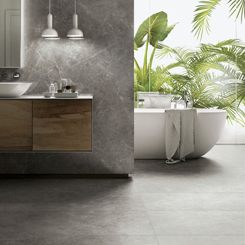 Porcelain stoneware tile - TRILOGY 0.3 : SAND GREY - Panaria ceramica - polished / high-gloss / indoor