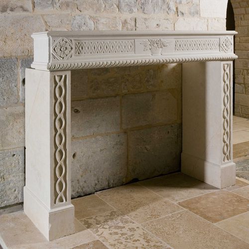 Traditional fireplace mantel - OCCITANIE PIERRES - stone / white