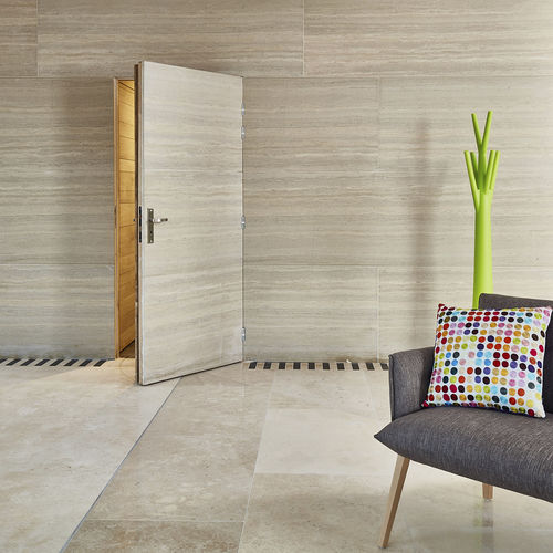 Wall-mounted stone slab - AUBEROCHE SAHARA - OCCITANIE PIERRES - polished / marble look / beige