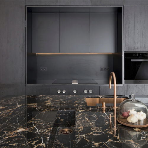 Marble countertop - BRECCIA PORTORO - OCCITANIE PIERRES - black / polished / smooth