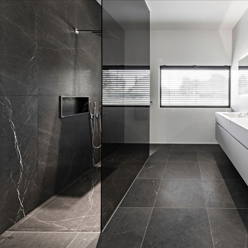 Fixed shower screen - LASHOTOR - OCCITANIE PIERRES - rectangular / on shower tray / tempered glass