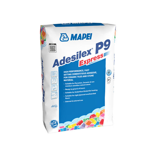 Restoration adhesive mortar - ADESILEX P9 EXPRESS - MAPEI - waterproof / for tile / for masonry