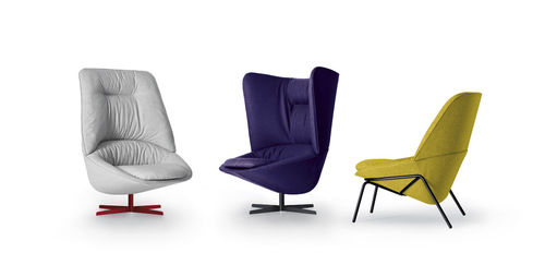 Contemporary armchair - LADLE - Arflex - fabric / metal / wooden