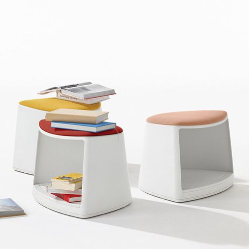 Contemporary stool - CILA GO - Arper - leather / fabric / polypropylene base