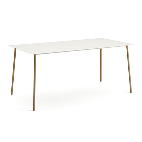 Contemporary table - ONEMM - Arper - sheet steel / metal base / oak base