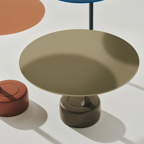 Contemporary coffee table - Oell - Arper - tempered glass / MDF / porcelain stoneware