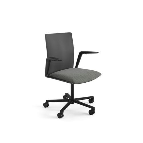 Aluminum task chair - KINESIT  - Arper - leather / nylon / in polyester mesh