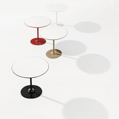 Contemporary pedestal table - DIZZIE  - Arper - lacquered MDF / marble / Fenix NTM®