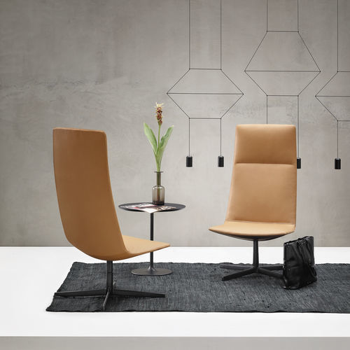 Contemporary armchair - CATIFA SENSIT  - Arper - fabric / leather / high-back