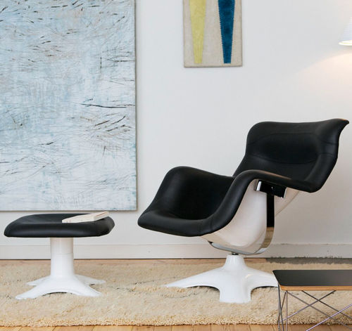 Contemporary armchair - KARUSELLI - Artek - leather / steel / fiberglass