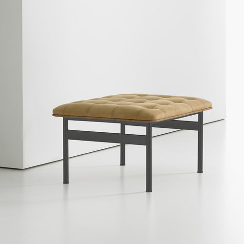 Contemporary ottoman - CP.1 - BERNHARD design - fabric / leather / brushed stainless steel