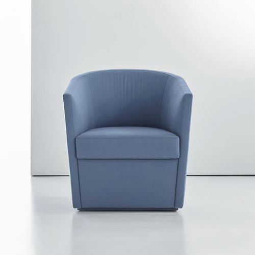 Contemporary armchair - GLASGOW - BERNHARD design - leather / upholstered / blue