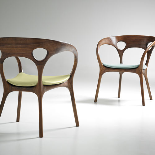 Contemporary chair - ANNE - BERNHARD design - indoor / leather / American walnut