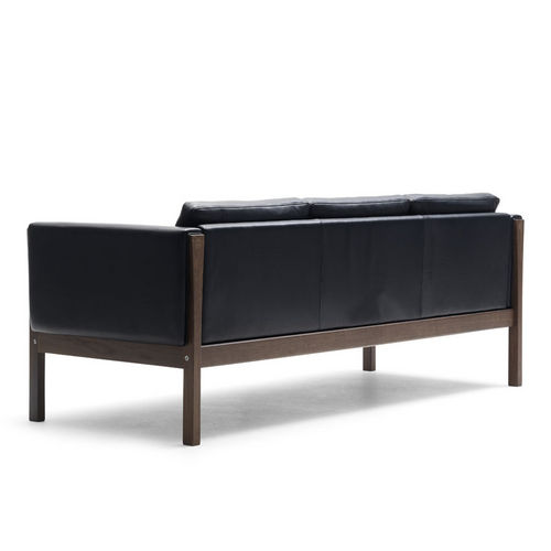 Contemporary sofa - CH163 - Carl Hansen & Son - leather / black / by Hans J. Wegner