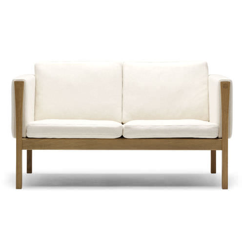 Contemporary sofa - CH162 - Carl Hansen & Son - leather / white / by Hans J. Wegner
