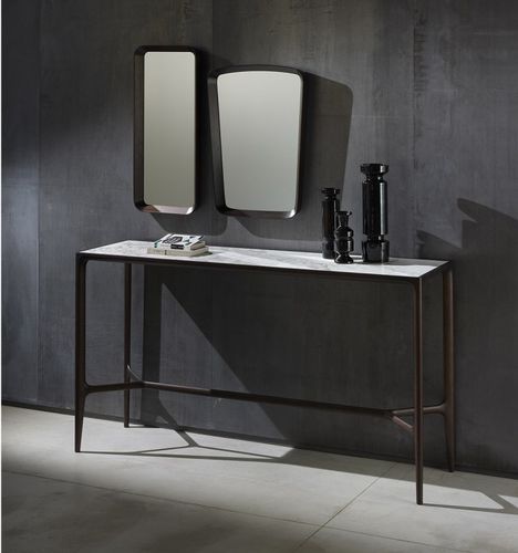 Contemporary sideboard table - ODETTE - CECCOTTI COLLEZIONI - American walnut / smoked glass / marble