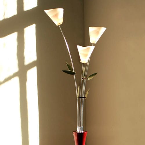 Table lamp - TRIPLE RED - David D'Imperio - aluminum / stainless steel / wood