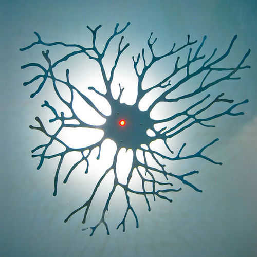 Pendant lamp - NEURON - David D'Imperio - steel / stainless steel / glass