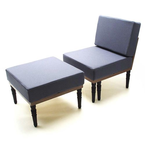 Traditional pouf - Duffy London - wool / wooden / square