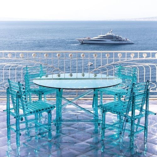 Contemporary table - A'MARE TAVOLI - edra - polycarbonate / polycarbonate base / rectangular