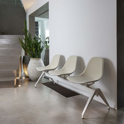 Leather beam chair - COUTURE - ENRICO PELLIZZONI - aluminum / felt / 3-seater