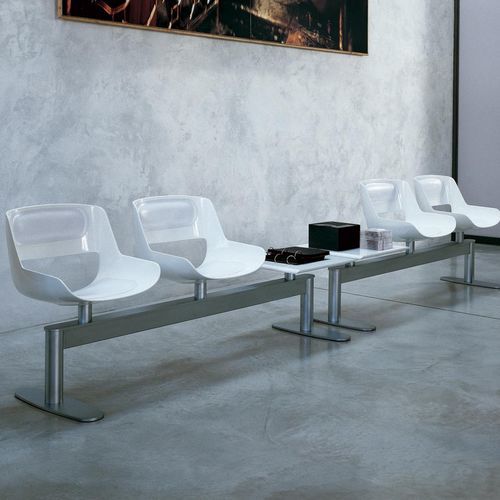 Leather beam chair - AMARANTA - ENRICO PELLIZZONI - polyurethane / chrome steel / shell