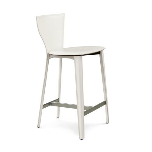 Contemporary bar chair - CARLOTTA - ENRICO PELLIZZONI - indoor / leather / steel base