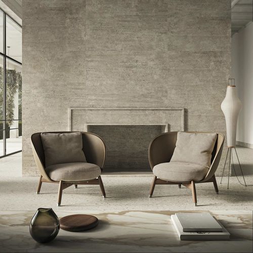 Contemporary armchair - ERI - FLEXFORM - leather / polyurethane foam / fabric