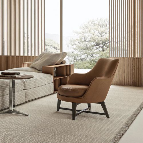 Modern armchair - GUSCIO - FLEXFORM - leather / polyurethane foam / fabric