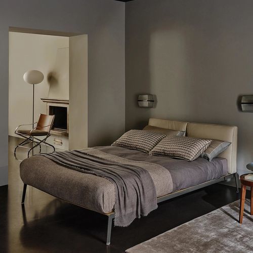 Two-person bed - LIFESTEEL - FLEXFORM - modern / with headboard / with upholstered headboard