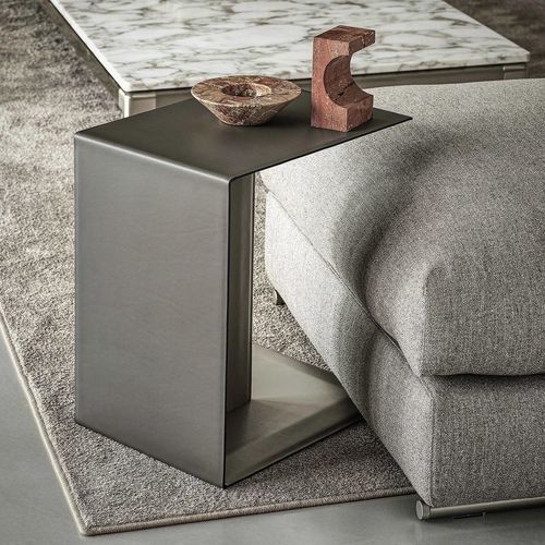 Contemporary coffee table - PLAIN - FLEXFORM - metal / leather / rectangular