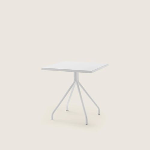 Modern dining table - ACADEMY OUTDOOR - FLEXFORM - stainless steel / iroko / stone
