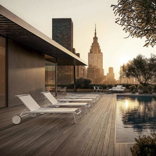Contemporary daybed - CALIPSO - FLEXFORM - fabric / stainless steel / outdoor