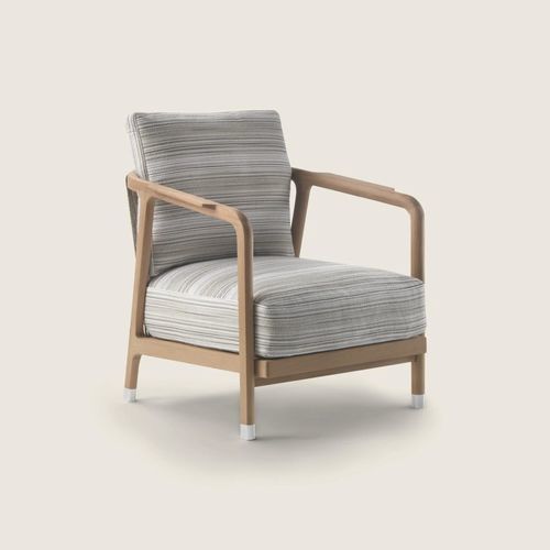 Modern armchair - CRONO - FLEXFORM - fabric / painted steel / iroko