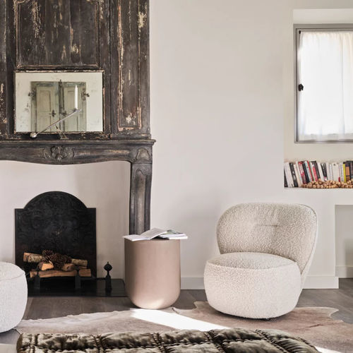 Modern armchair - LOLL series - GERVASONI - fabric / with removable cover / gray