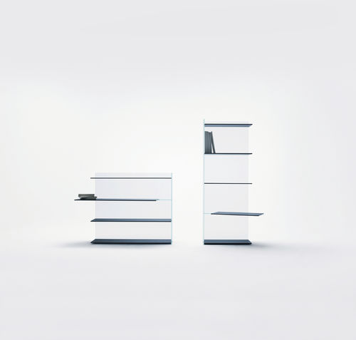Free-standing bookcase - SLIDE - GLAS ITALIA - high / low / contemporary
