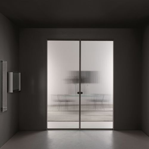 Interior door - ALADIN - GLAS ITALIA - glass / aluminum / sliding
