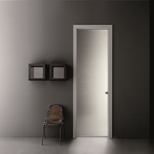 Interior door - ALADIN FRAME - GLAS ITALIA - glass / aluminum / pocket