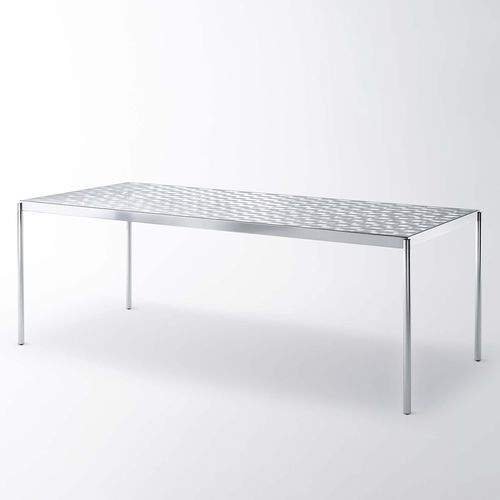 Contemporary table - FRAGMENT - GLAS ITALIA - aluminum / aluminum base / rectangular