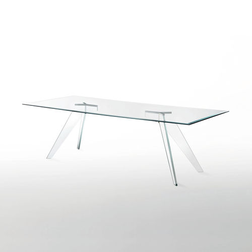 Contemporary dining table - ALISTER   - GLAS ITALIA - glass / rectangular / round