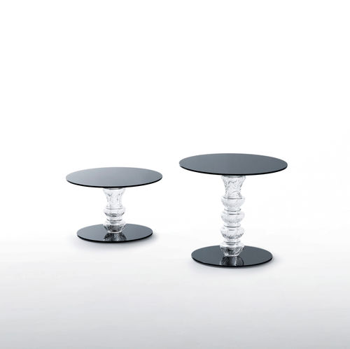Contemporary pedestal table - CALICE  - GLAS ITALIA - glass / round / home