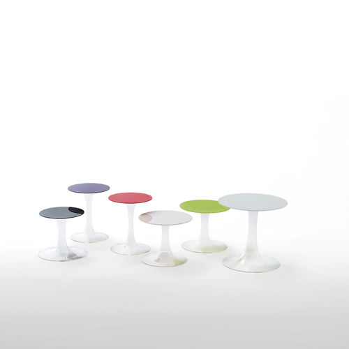 Contemporary side table - FUNGHETTI  - GLAS ITALIA - lacquered glass / round / commercial