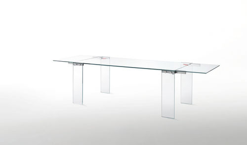 Contemporary table - NAKED  - GLAS ITALIA - glass / rectangular / extending