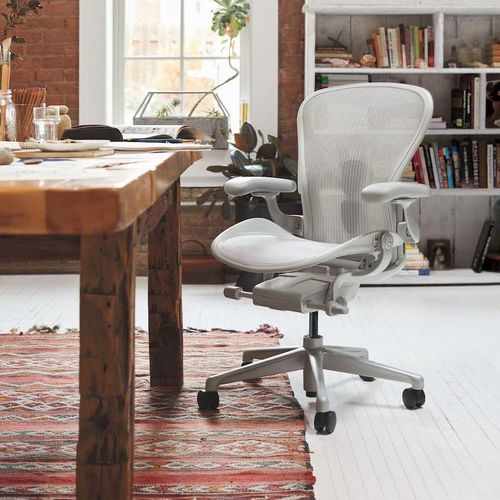 Contemporary office armchair - AERON - Herman Miller - textile / aluminum / plastic
