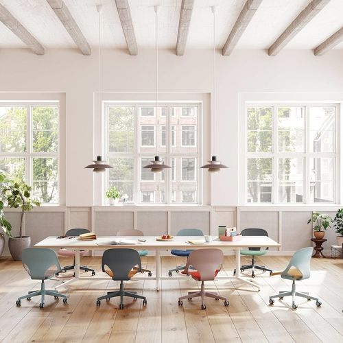Contemporary chair - ZEPH - Herman Miller - indoor / fabric / metal base
